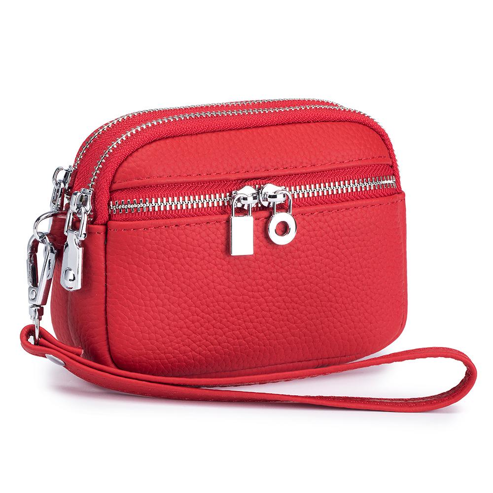 Women's Multifunctional PU Leather Double Zipper Small Wallet and Coin Purse