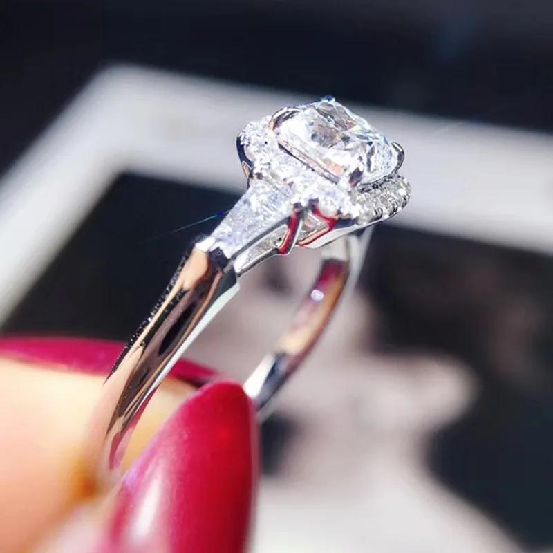 Exquisite Female Wedding Ring Sterling SIlver 4 Claws Heart Arrow Square Zircon Crystal Rings For Women Engagement