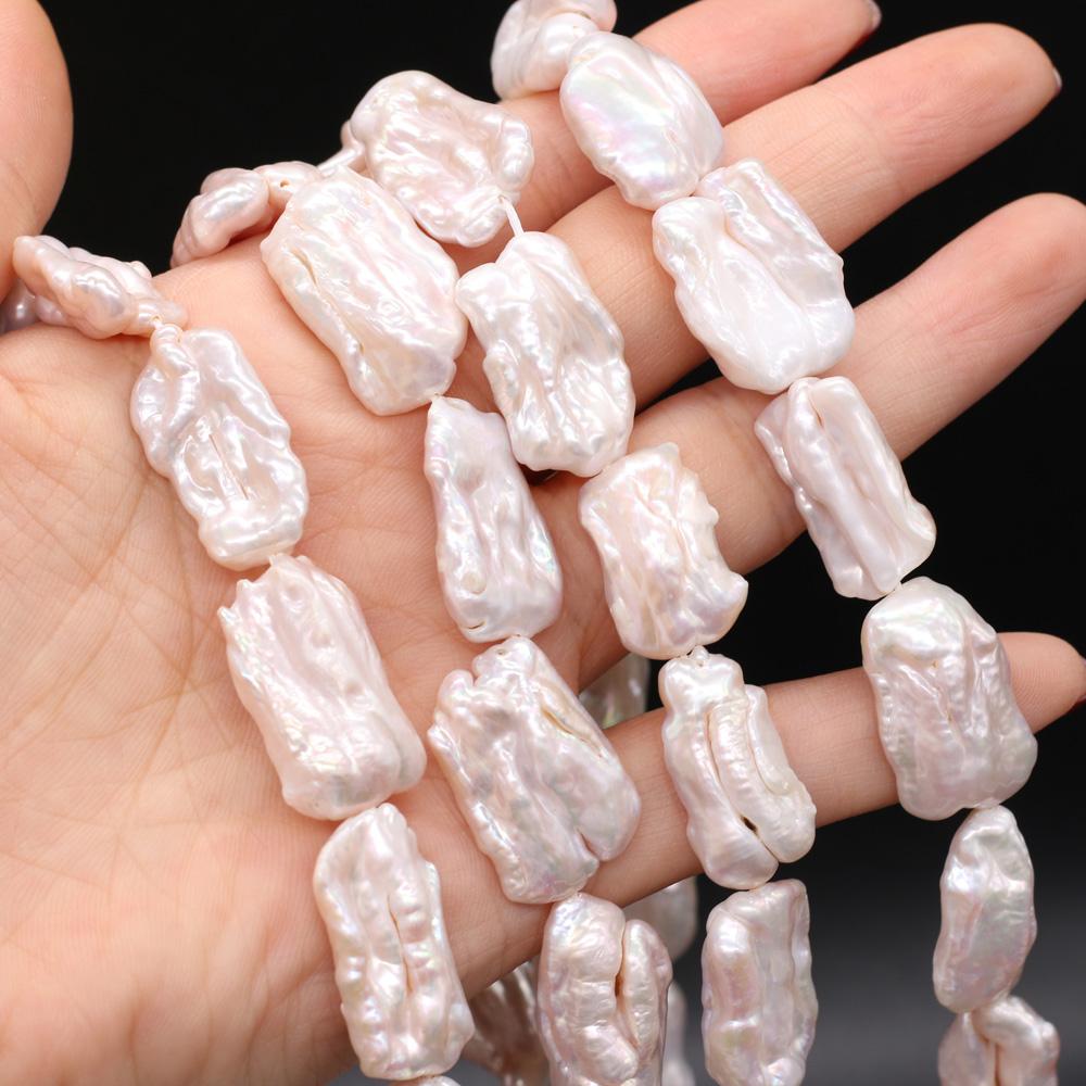 1String, Irregular Baroque Pearls, White Natural Freshwater Pearl Beads, 12×23–15×25 mm, for DIY Necklace Bracelet Accessories, Jewelry Making, 36cm