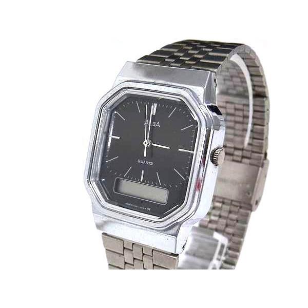SEIKO V041-5000 Alba SS Кварцевые Водонепроницаемые Часы Женские Мужские Черный x Серебристый DM9570