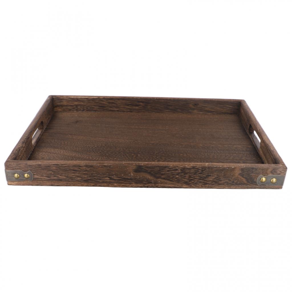 For Solid Wood Tray Set with Handles and Iron Corners for Serving and Display