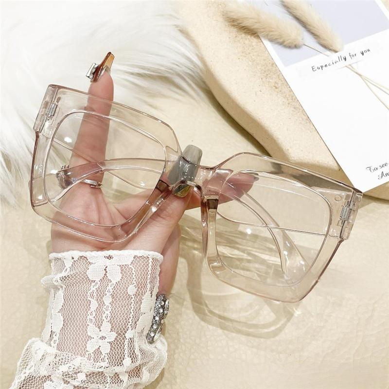 Oversized Transparent Computer Eyeglasses Spectacle Frame Frame Anti Blue Light Blocking Glasses Large Frame Black Leopard Glasses Clear Lenses