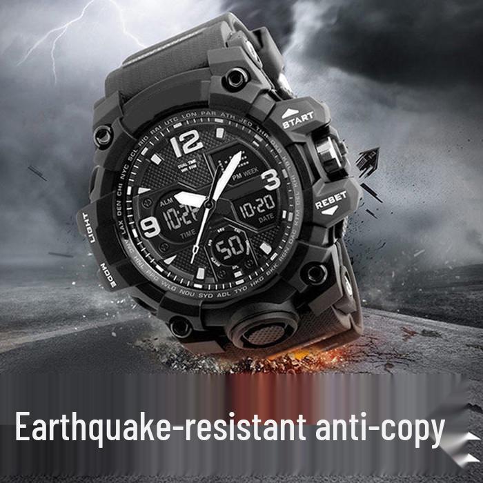 Waterproof Dual Display Alarm Clock Sports Watch for Teens and Men
