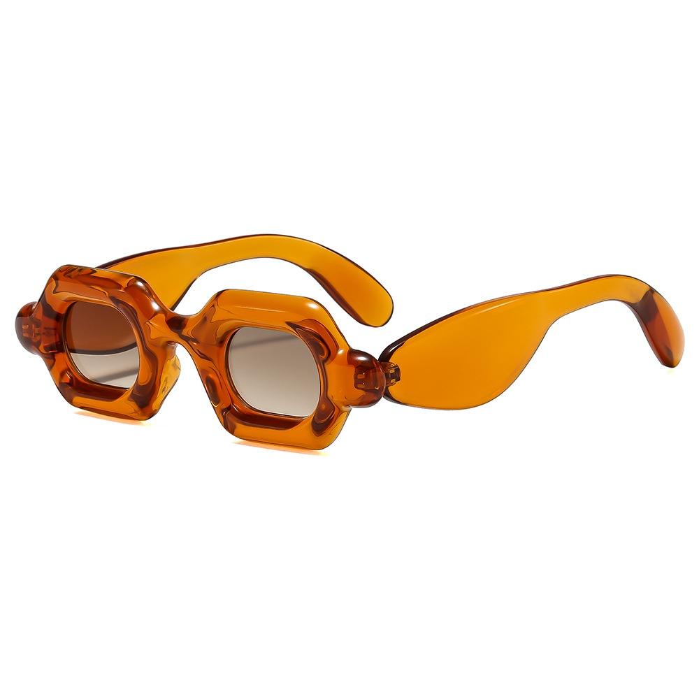 

New Retro Punk Bubble Square Gradient Women Sunglasses Personality Two Color Thick Frame Outdoor Trend Men Shades Uv400 as picture