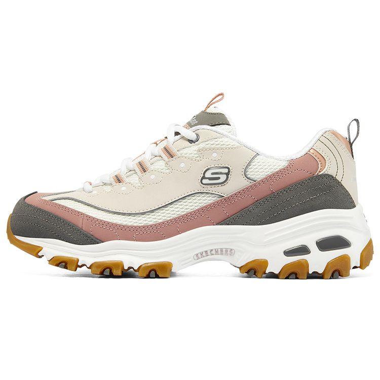 Skechers DLites 1.0 Milk Tea Bear Fabric Synthetic Leather Comfortable Versatile Shock Absorbing Wear Resistant Mid Top Dad Shoes 11947-NTPH 35
