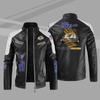 [European size thin] Ram locomotive leather jacket European and American large size men's PU spring and autumn leather jacket