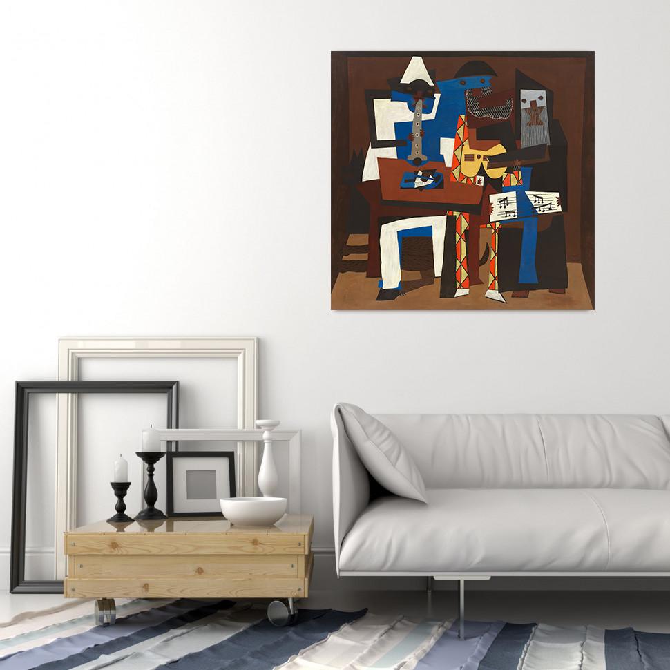 Picasso Famous Paintings "Three Musicians" Wall Art Abstract Posters and Prints for Office Living Room Home Decoration