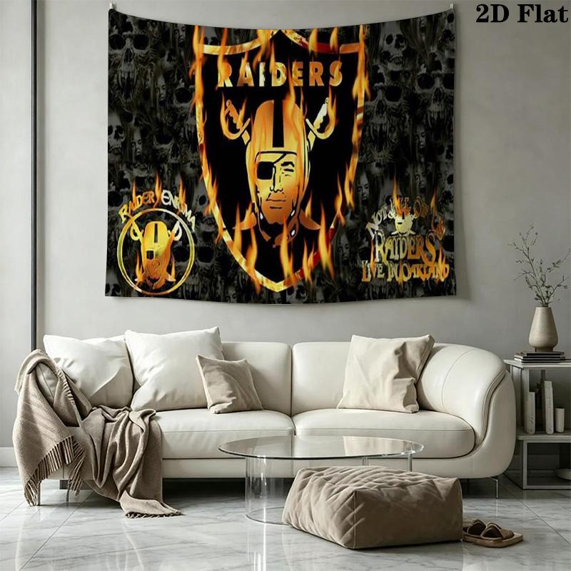 Las Vegas Raiders Logo Wall Tapestry Aesthetic Wall Hanging Printed Fabric Blanket Decorative Tapestries for Bedroom Living Room Home Decor
