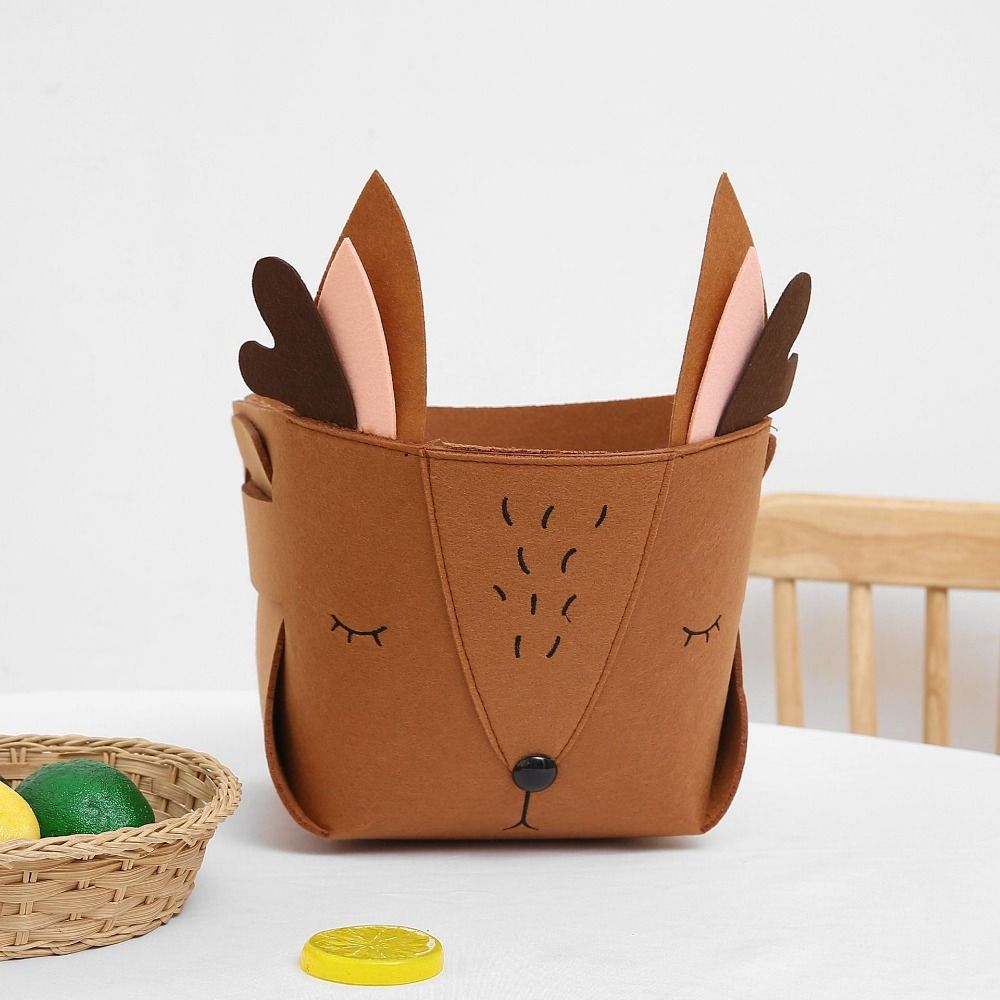 Waterproof Felt Storage Basket Cartoon Desktop Sundries Box Animal Storage Box Living Room