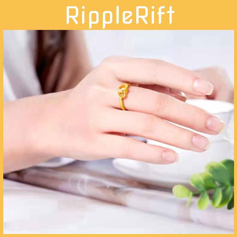 Chic Gold-plated Double Heart Ring Adjustable And Charming Heart Design Perfect For Women's Fashion