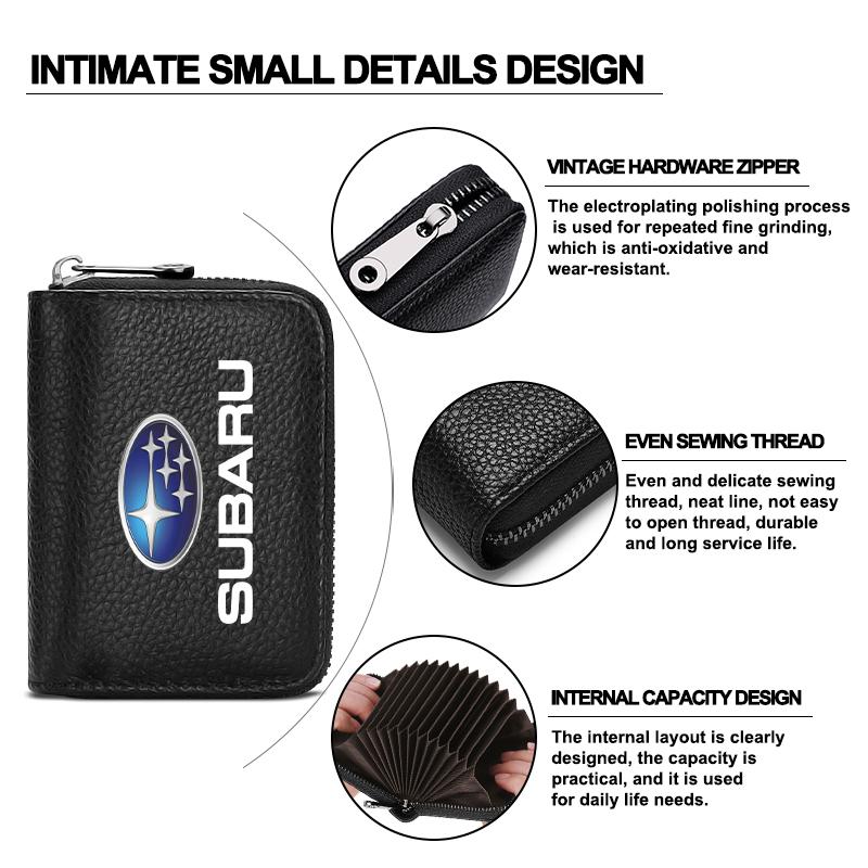 Portofel din Piele Naturală pentru Permis de Conducere Auto, Carte de Identitate, Card Bancar Pentru Subaru Forester Impreza Outback Legacy Tribecacar WRC XV