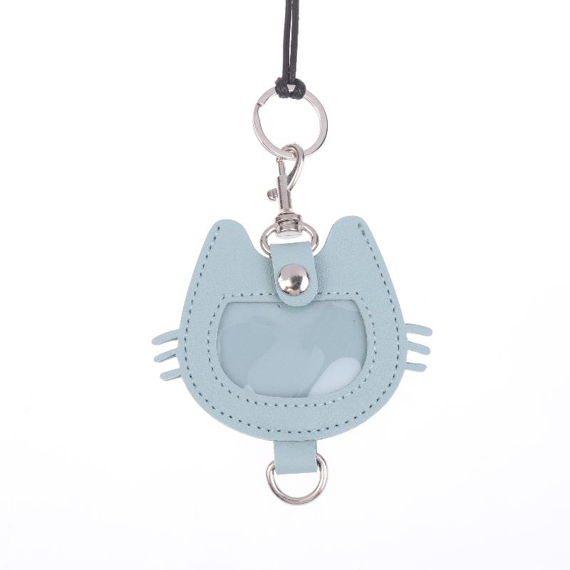 Multifunctional Cat-Shaped Leather Keychain for Pet Hair Memorial, Portable Storage Bag