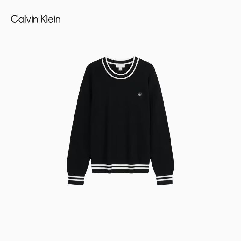 Calvin Klein Jeans Women s CK Letter Embroidered Cotton Knit Sweater S