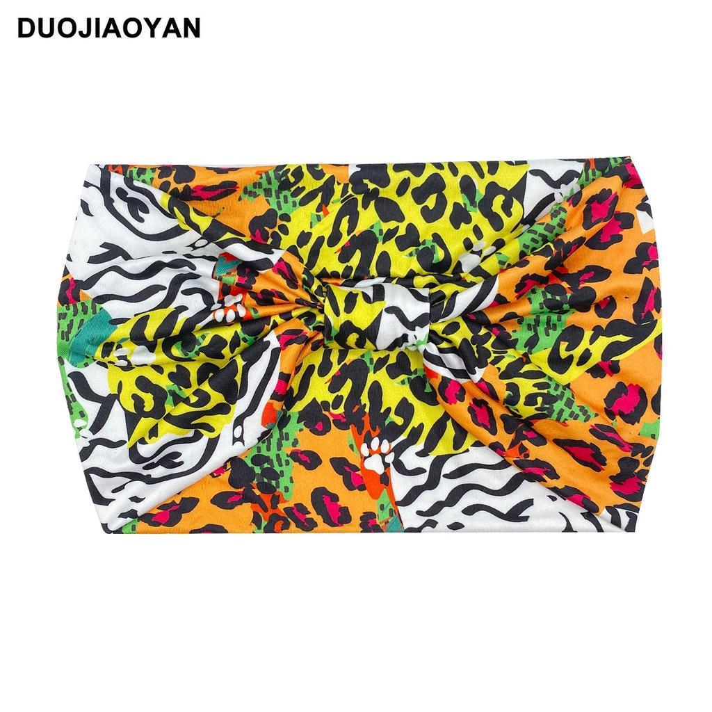 Knot Headband, Color Blocked Pattern Printed Sports Headband, Fashionable Polka Dot Wide Edge Elastic Headband