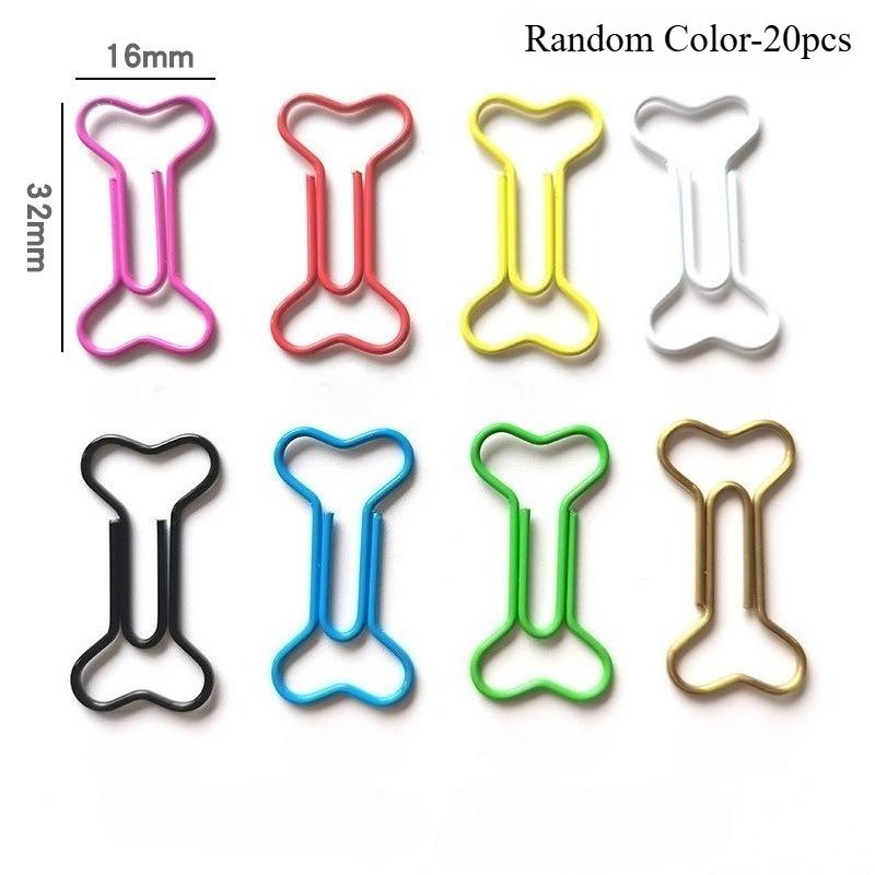20pcs Metal Paper Clips Cat Dog Musical Notes Assorted Color Paperclips Bookmark Teacher Office Supplies