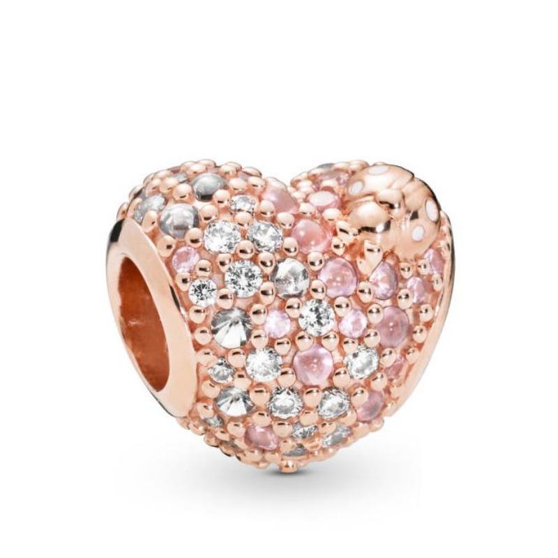 Copper Rose Gold Hollow Flower Leaf Love Dice Gift Box Diy Charm Beads Fit For Bracelets Necklaces Women'S Boutique Jewelry