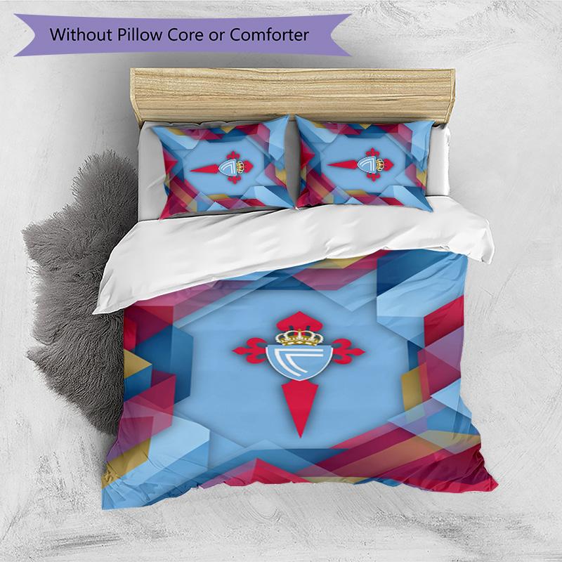 Set Biancheria da Letto 3 Pezzi Stampato Celta Vigo FC Copripiumino Traspirante con Federe Biancheria da Letto Decorativa per Camera da Letto Casa