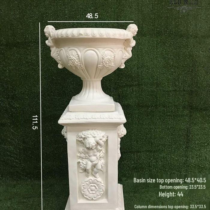 Wedding Gold Roman Column Flower Stand – European Stripe Trophy Fiberglass Décor