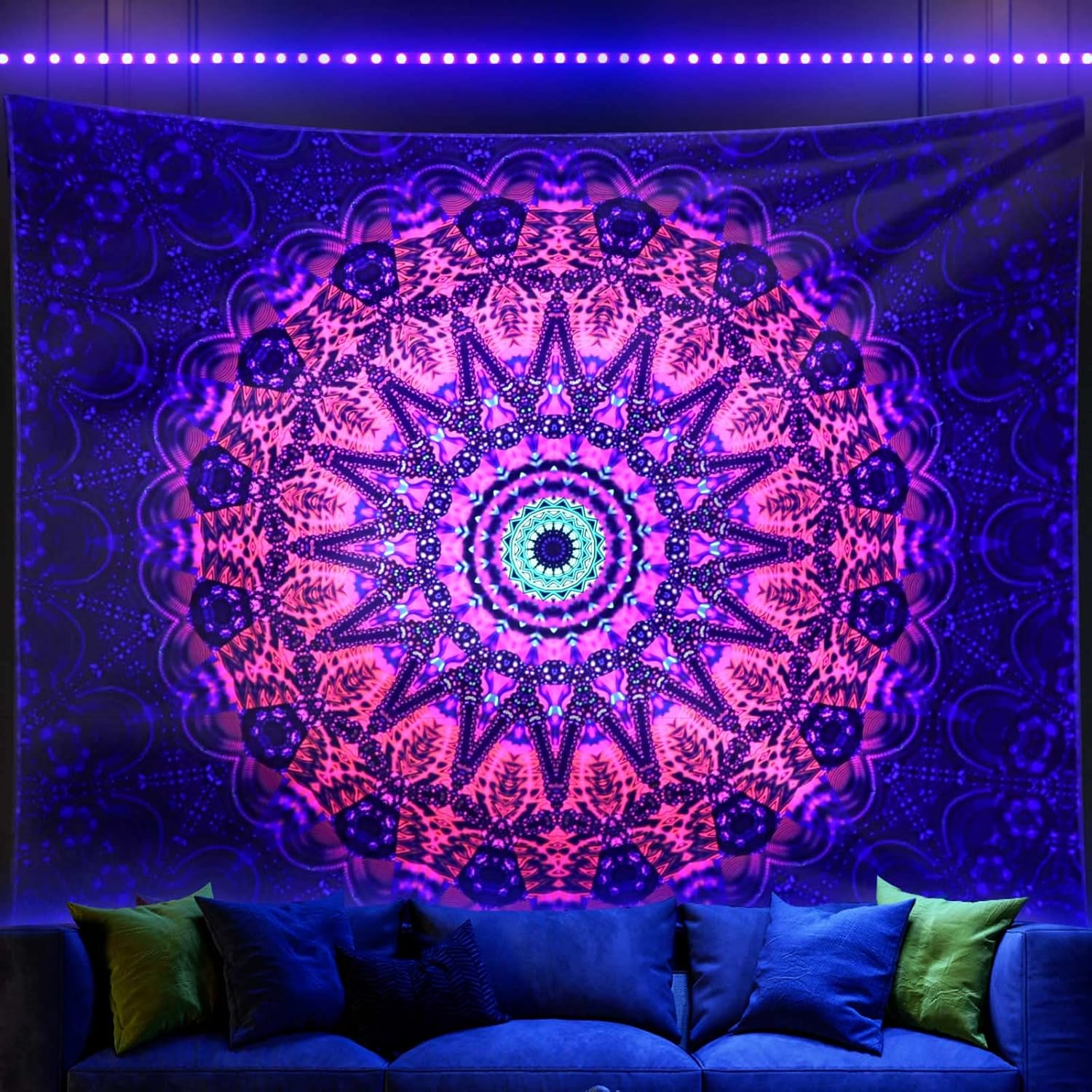 Addwel Tapestry Dark Night Mandala Boho Glow 75x100 чёрный