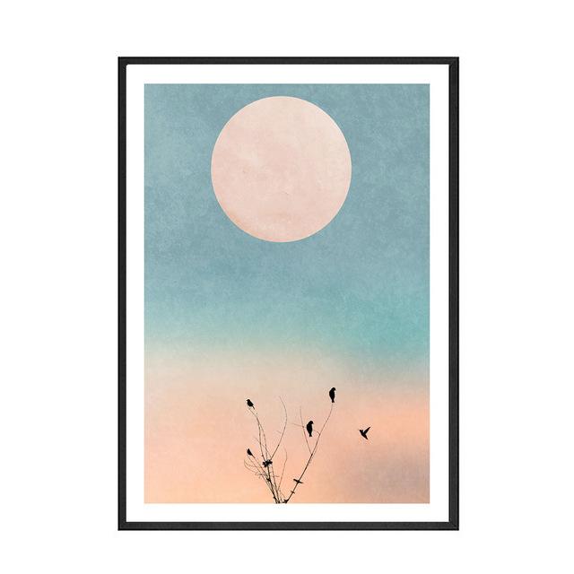 

Минималистичный постер с природными пейзажами, сумерки, небо, птицы, холст, картина, пейзаж, настенные художественные фотографии для дома, гостиной, Декор Куадрос 21*30cm