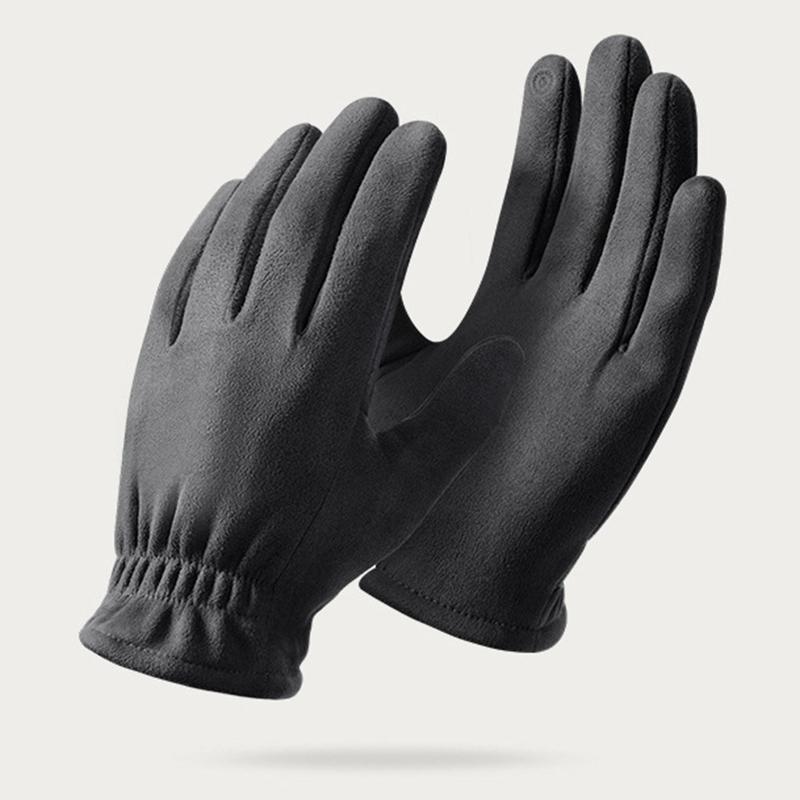 Winter Outdoor Cycling Suede Leather Gloves for Men Windproof Thick Warm Gloves Touch Screen Soft Skiing Gloves Accessories