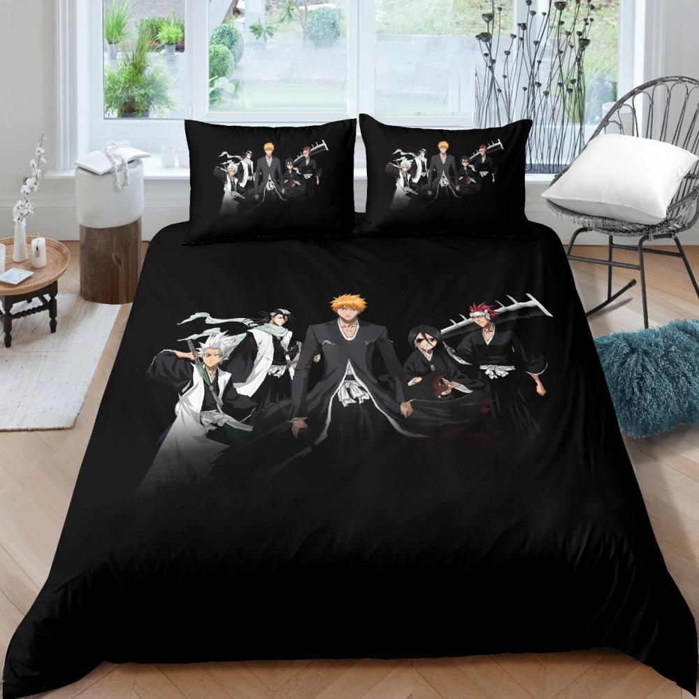 3D Bleach Kurosaki Ichigo Bedding Set Anime Duvet Cover Pillowcase Boys Comforter Bed Linen