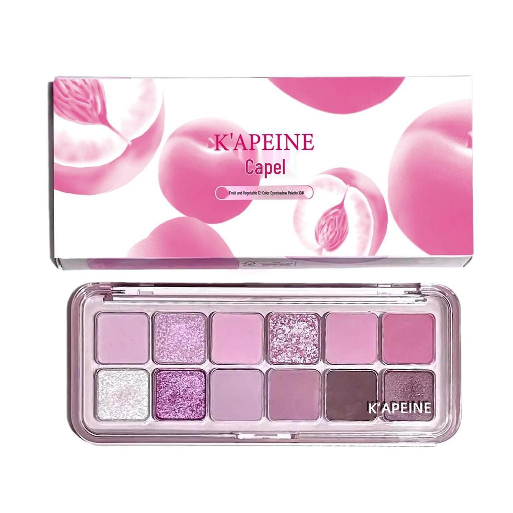 Kappel Twelve-Color Shimmer Matte Glitter Eyeshadow Palette - Dragon Fruit Pink Ink for Bold, Spicy Looks
