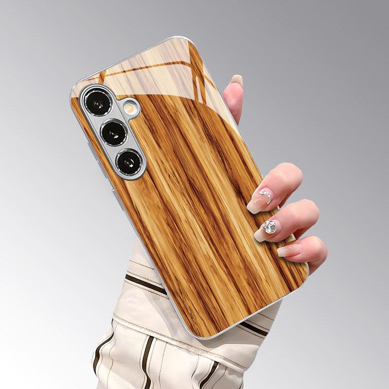 Light Yellow Wood Grain Pattern 2D Phone Case for Samsung S26 S25 S24 S23 S22 S21 S20 A56 A36 A16 - Glass Protective Cover