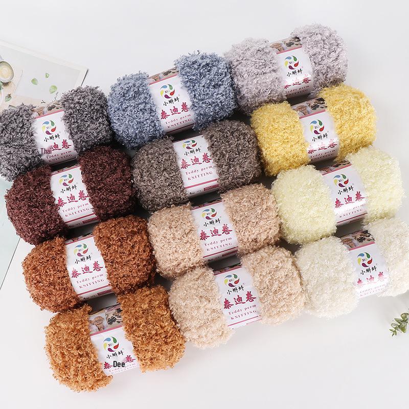 Curly Faux Fur Plush Yarn for DIY Hand-Knitting - Teddy, Doll Accessories, Scarf, Hat, Vest, Thick Coral Fleece