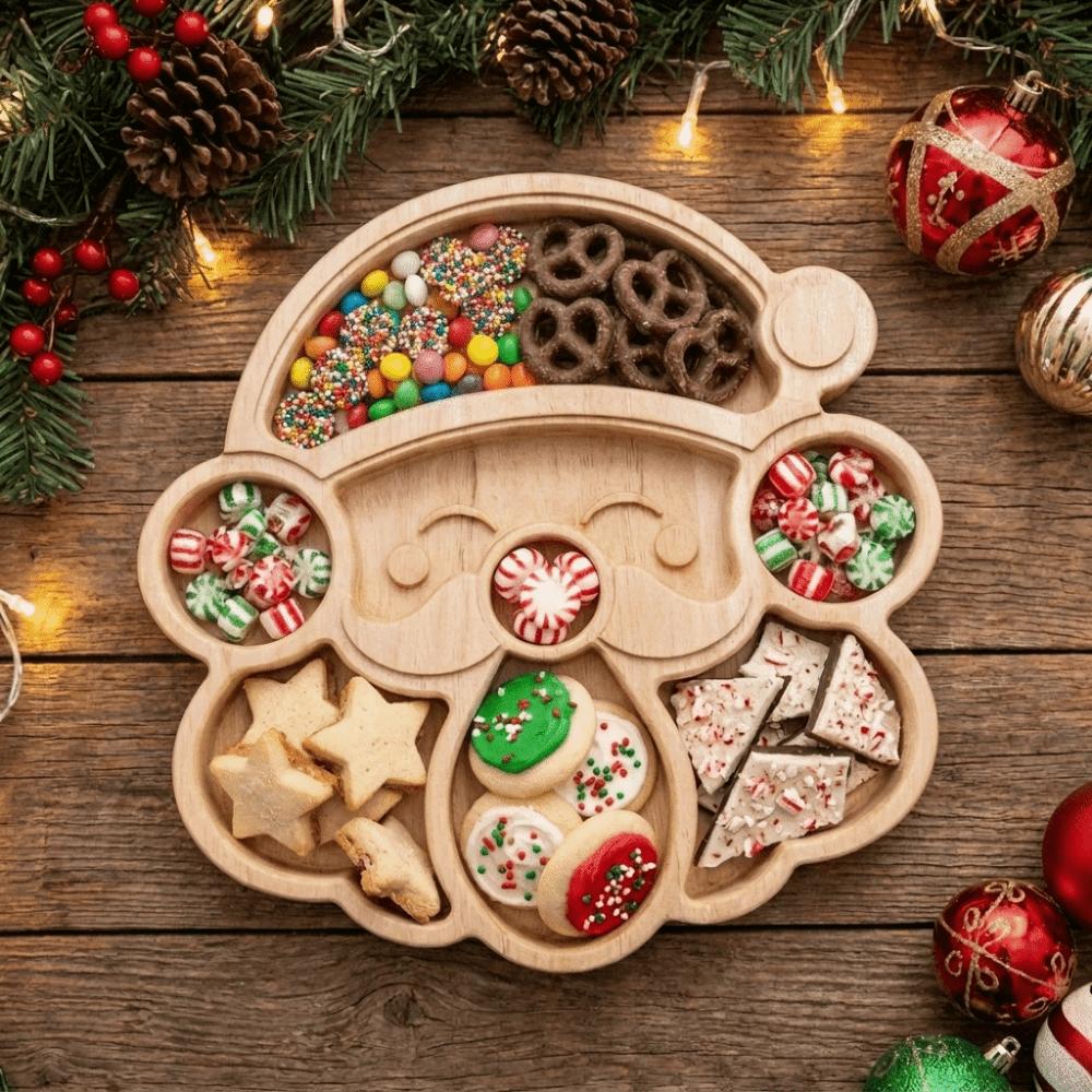 Santa Claus Shape Divided Snack Platter Divided Food Storage Plate Holiday
