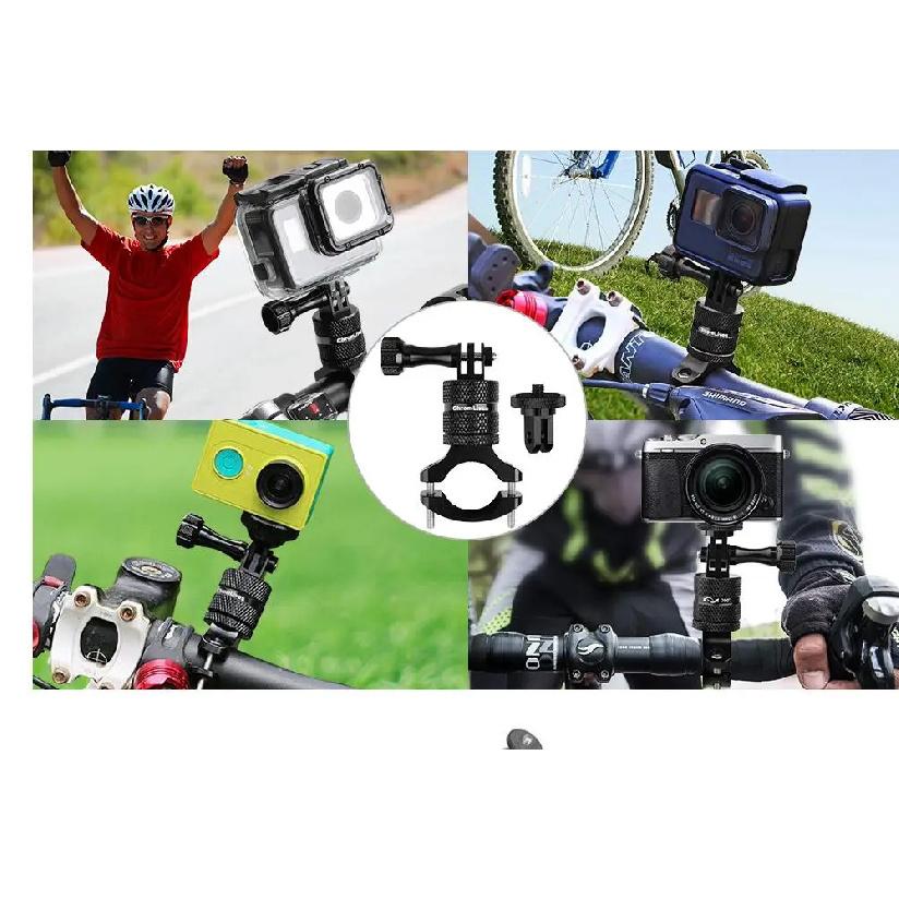 360 Degrees Rotary Aluminum Bike Bicycle Handlebar Mount for Gopro Hero 13 12 11 10 9 4Session 1/4 Screw Action Camera Mounting