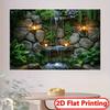 VIKAMA Courtyard Secret Realm Waterfall Tapestry Stone Wall Green Plants Living Room Background Wall Room Decoration