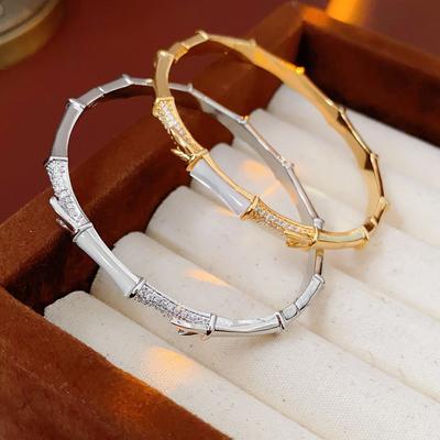 Real Gold Electroplated Zircon Mother of Pearl Bamboo Knot New Chinese Retro Versatile High-end Niche Bracelet