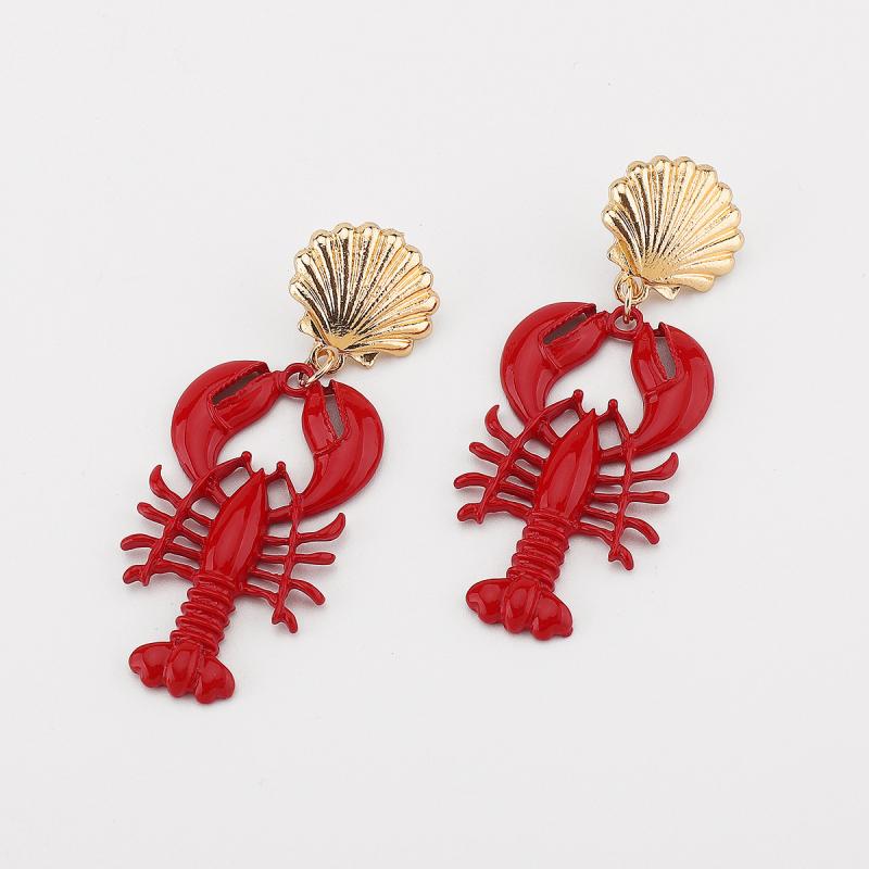 Lobster Bead Necklace Earrings Bohemia Handmade Beaded Jewelry Simple Pendant Necklace Women Beach Vacation Accessories