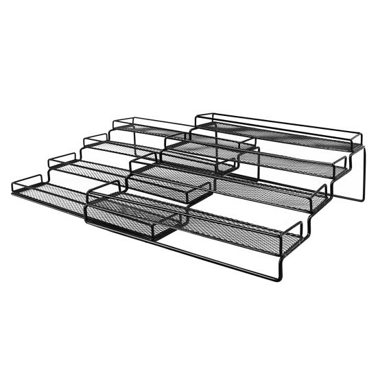 

4-уровневая расширяемая кухонная полка для специй, органайзер для приправ, устойчивая конструкция, большая емкость для хранения на кухонной столешнице чёрный