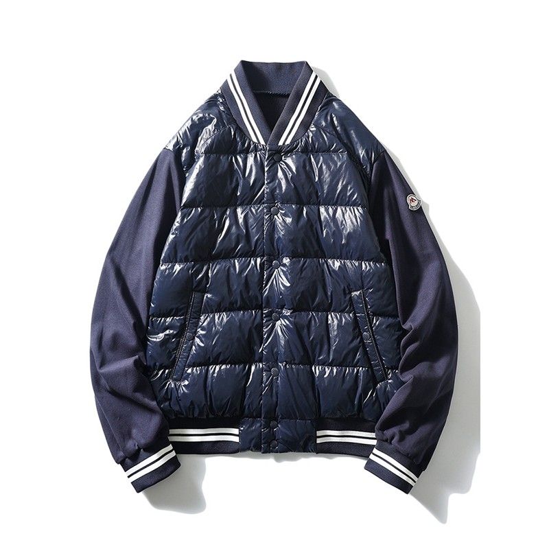 Sleeve Sports Patchwork Lightweight Down jacket Men s Autumn and Winter Baseball Uniform Jacket Foreign Trade Men s Clothing Cotton-padded jacket Blue 1