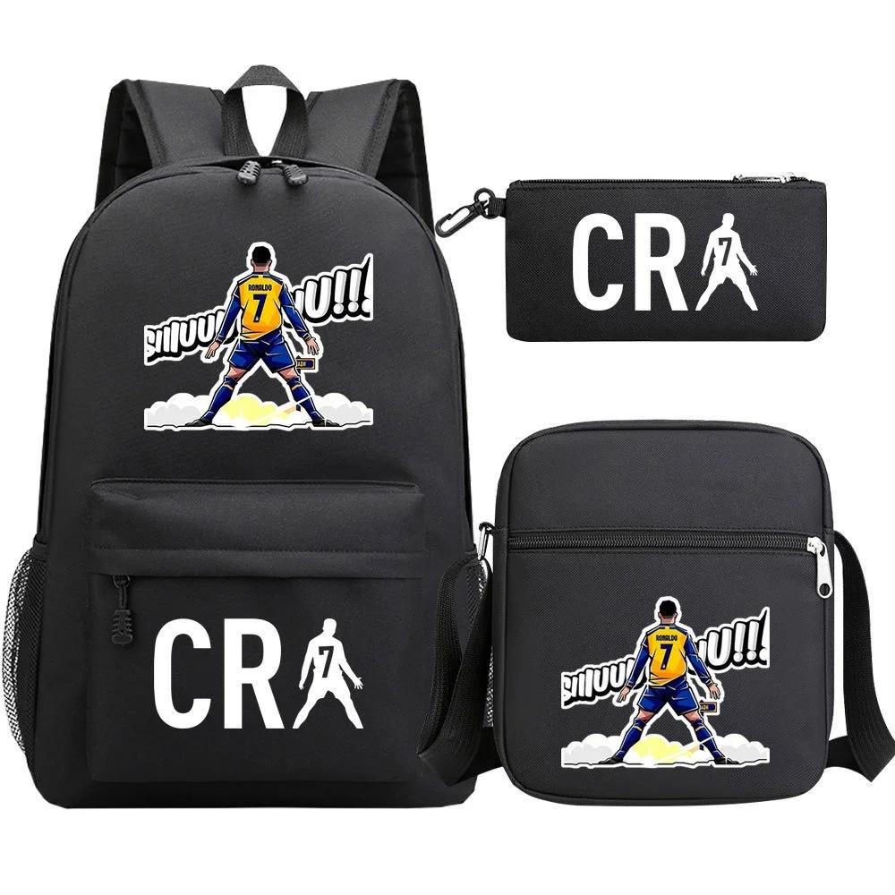 Primary And Secondary School Students Schoolbag Three-Piece Football Player Star Peripheral Printing Children'S Backpack
