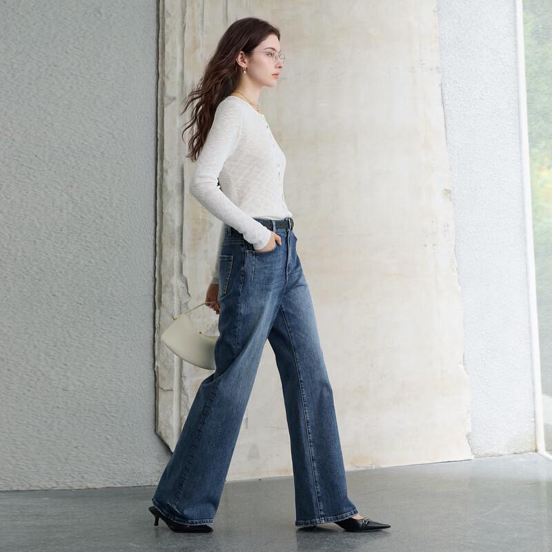 Sancai Women's High-Waist Micro-Flare Denim Jeans