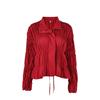 Women's Red Ruched Jacket 2026 Autumn Stand Collar Zip Front Drawstring Hem Long Sleeve Cropped Windbreaker Streetwear Casual Outerwear for Women