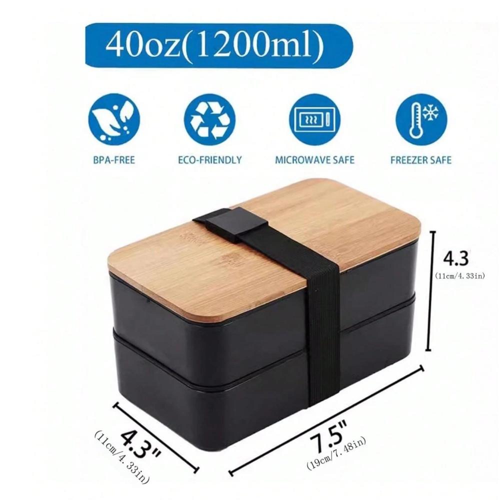 Lunch Box Set Meal Container with Cutlery, Microwave Safe Lunch Box Features Stackable Dividers Ideal for Travel and Picnics