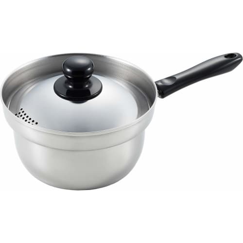 Yoshikawa Overflow Resistant Saucepan, 16cm, 2.1L, with Lid and Draining Function, Kurumentei, Tsubame-Sanjo, Made in Japan, SJ3199