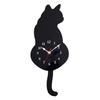 GoodsLand [Moving Tail] Cat Pendulum Clock, Stylish Wall Clock, Animal Cat Design, Wooden Clock, Cute, GD-HURIKOTK-BK