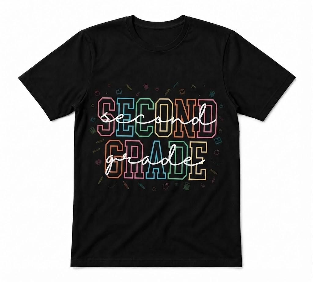 Second Grade Teacher 2nd Grade Elementary School Black T-shirt
