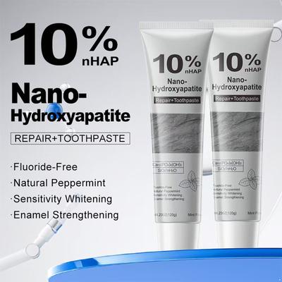 10% Nano-Hydroxyapatite Toothpaste, 120g Single Tube - Fluoride-Free Whitening and Breath Freshening