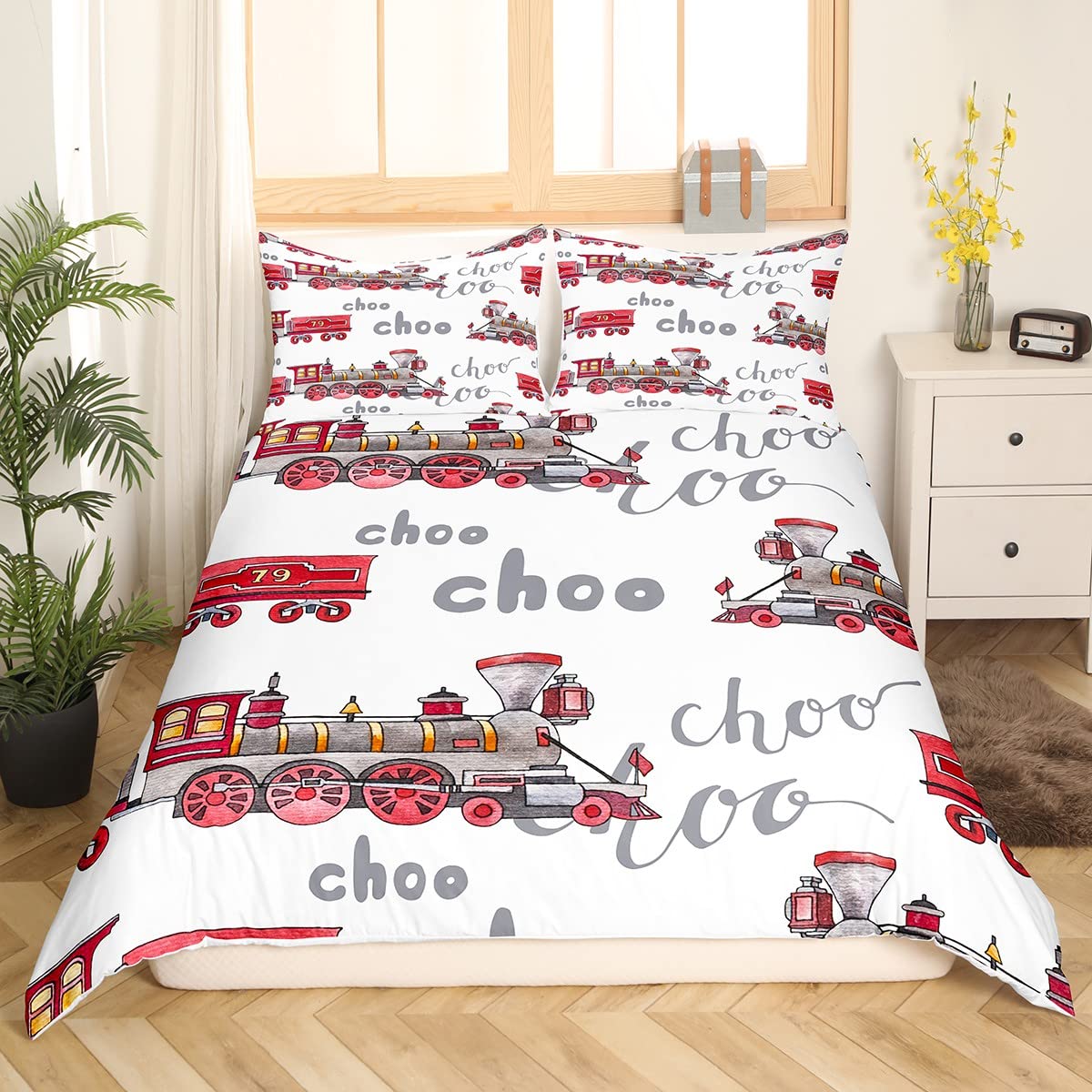 

Comforter Cartoon Train Black Trains Bedding Set Boys Teens Men Bedroom Single Double Comforter Decor S Comforter (quilt)-EU Single(135*200cm)3pcs