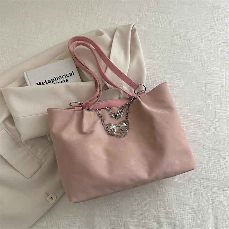Large Capacity and Texture New Trendy Chain Casual Butterfly Fashionable Underarm Single Shoulder Hand Tote Bag for Women