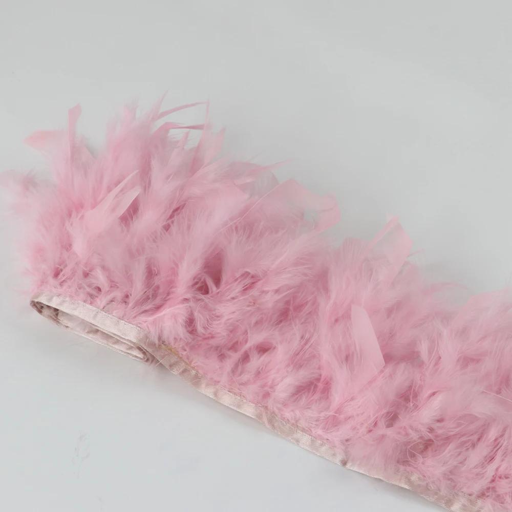 1Meters Natural Turkey Feathers Trim Height 10-15Cm Wedding Clothing Dress Decoration Diy Feather Ribbon Sewing Crafts