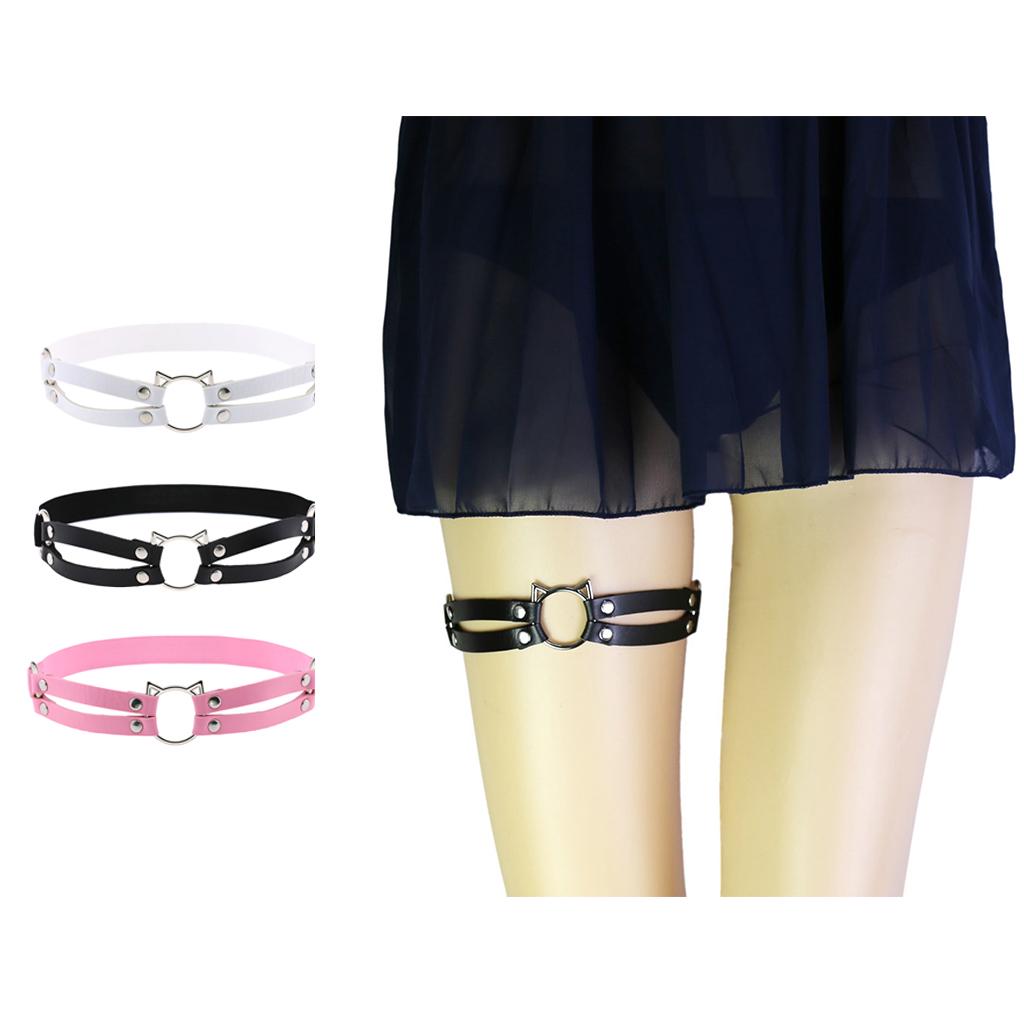 Multi-Color Faux Leather Leg Garter Belt – Punk Chic Thigh Harness,  Adjustable Straps, One Size, For Women