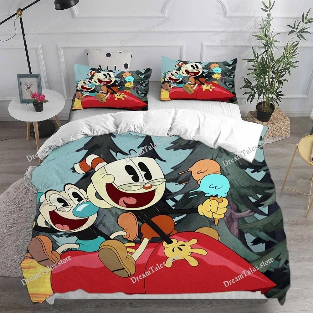 Cute Cartoon Game Cuphead Duvet Cover Pillowcase Bedding Set Adult Boy Girl Bedroom Decoration Children Gift Single Double Large