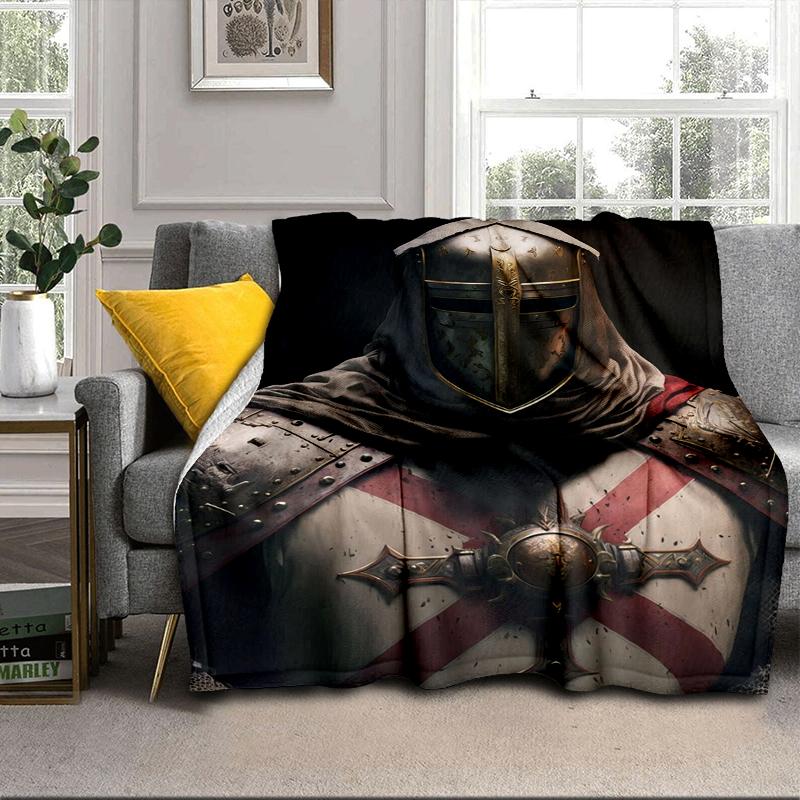 Knights Templar Symbol Blanket Flannel Blanket for Bed, Sofa, Camping, Hiking, Picnic Essentials, Gift for Family Fan Gifts
